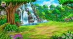 Beautiful Jungle Waterfall 2D Animation Background (PSD & PNG )