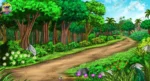 Deep Jungle Forest Pathway 2D Animation Background (PSD & PNG)