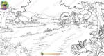 Jungle River Pathway 2D Animation Background with Mountains (PSD & PNG ) - Image 2
