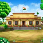Indian Gram Panchayat Bhavan 2D Animation Background (PSD & PNG )