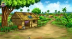 Poor Man Village Hut 2D Animation Background (PSD & PNG )