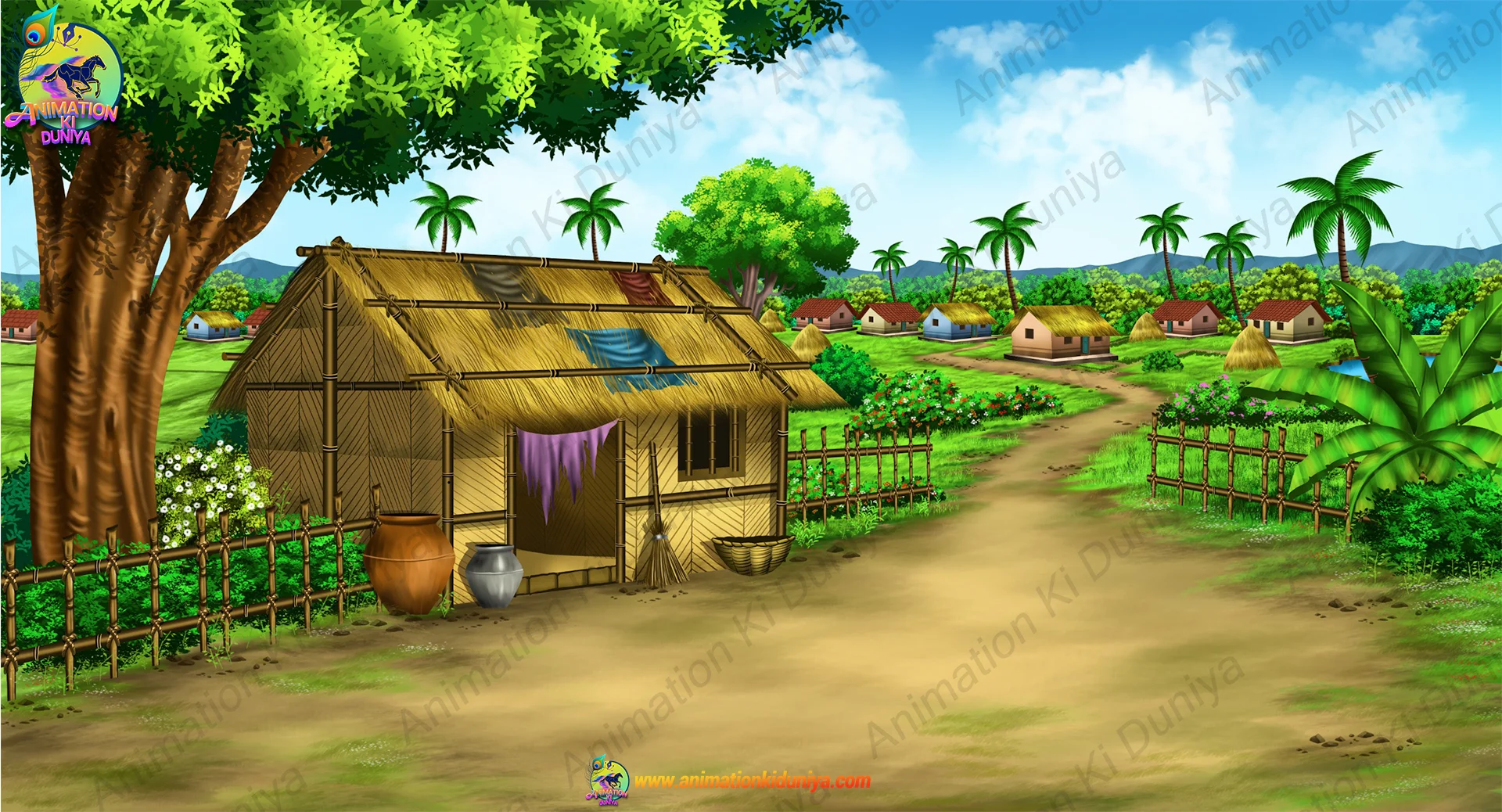 poor house ext (1) Poor Man Village Hut 2D Animation Background (PSD & PNG ) - Image 1