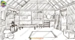 Poor Man Village Hut Interior 2D Animation Background (PSD & PNG ) - Image 2