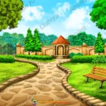 Royal Palace Garden 2D Animation Background | Rajmahal Garden (PSD & PNG )