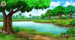 Beautiful Riverbank Forest 2D Animation Background (PSD & PNG )