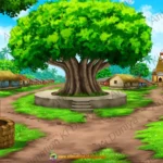 Indian Village Scene 2D Animation Background | Chopal, Well & Temple (PSD & PNG )