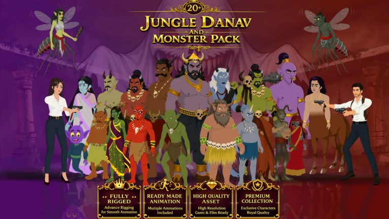 25 Jungle Danav And Monster Pack Animated Ghost Character Including Jinni,Jungle Devi,Rakshas, Demon King, Danav, Goblin, Baby Jinni etc