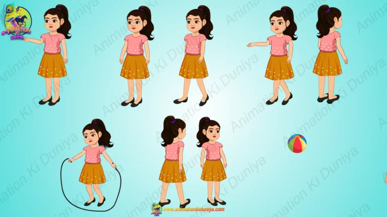 Cute Indian Little Girl ( Village Larki )2D Character Pack for Adobe Animate | Animation Ki Duniya