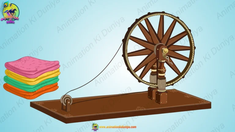 Animated Indian Charkha (Spinning Wheel) Prop for 2D Animation – Adobe Animate Vector Asset