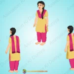 Indian Village Girl 2D Character Model Sheet | Young Girl Vector Asset for 2D Animation