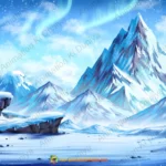 2D Snowy ( ice ) Mountain Animation Background – Magical Ice Landscape (PSD & PNG)