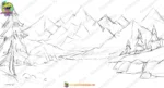 2D Winter Snow ( ice ) Mountain Background with Pine Trees for Animation (PSD & PNG) - Image 2