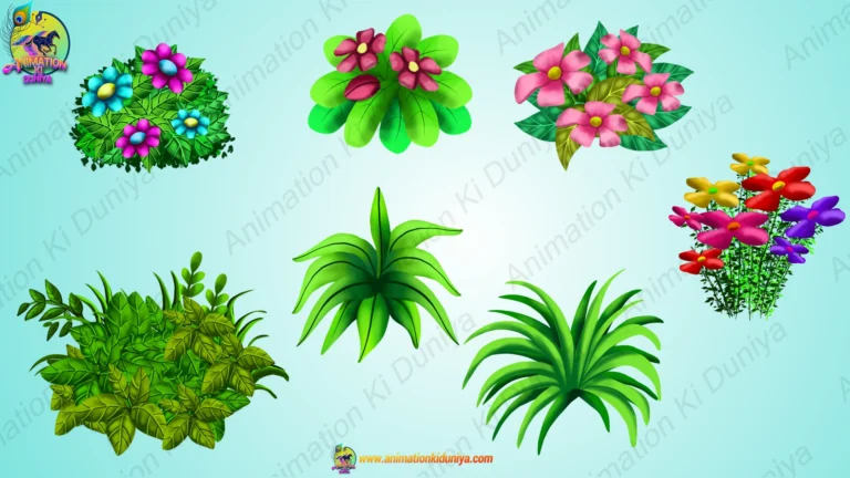 2D Jungle Plants & Beautiful Flowers Prop Pack for Animation (PSD & PNG)