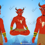 Premium Jungle Red Danav Rakshas Animated Ghost Character