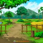 Indian Village Farming Land with River Animation Background (PSD & PNG