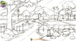 Indian Village Farming Land with River Animation Background (PSD & PNG - Image 2
