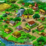 Indian Village Bird's Eye ( Top )View Animation Background (PSD & PNG)
