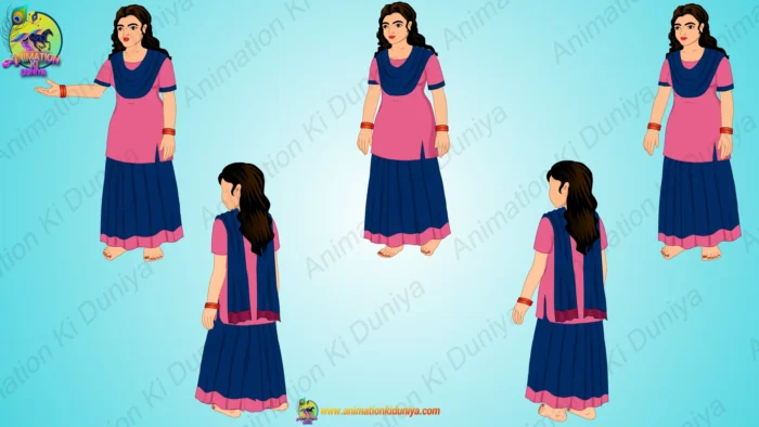 2D Indian Village Girl Character Pack for Adobe Animate | Traditional ...