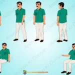 2D Indian Village Teacher (Masterji) Character Vector Pack with Sitting & Talking Poses