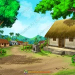 Indian Village House and Tulsi Aangan Animation Background (PSD & PNG)