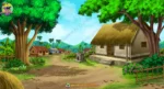 Indian Village House and Tulsi Aangan Animation Background (PSD & PNG)