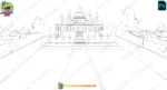 Indian Palace with Mountains 2D Animation Background | King's Rajmahal Garden Scene (PSD & PNG) - Image 2