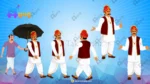 Premium 18+ Indian Village Seth Jamindar Poses Set Animated Human Character - Image 4