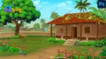 Premium Indian Village Poor House View PSD High Quality Background