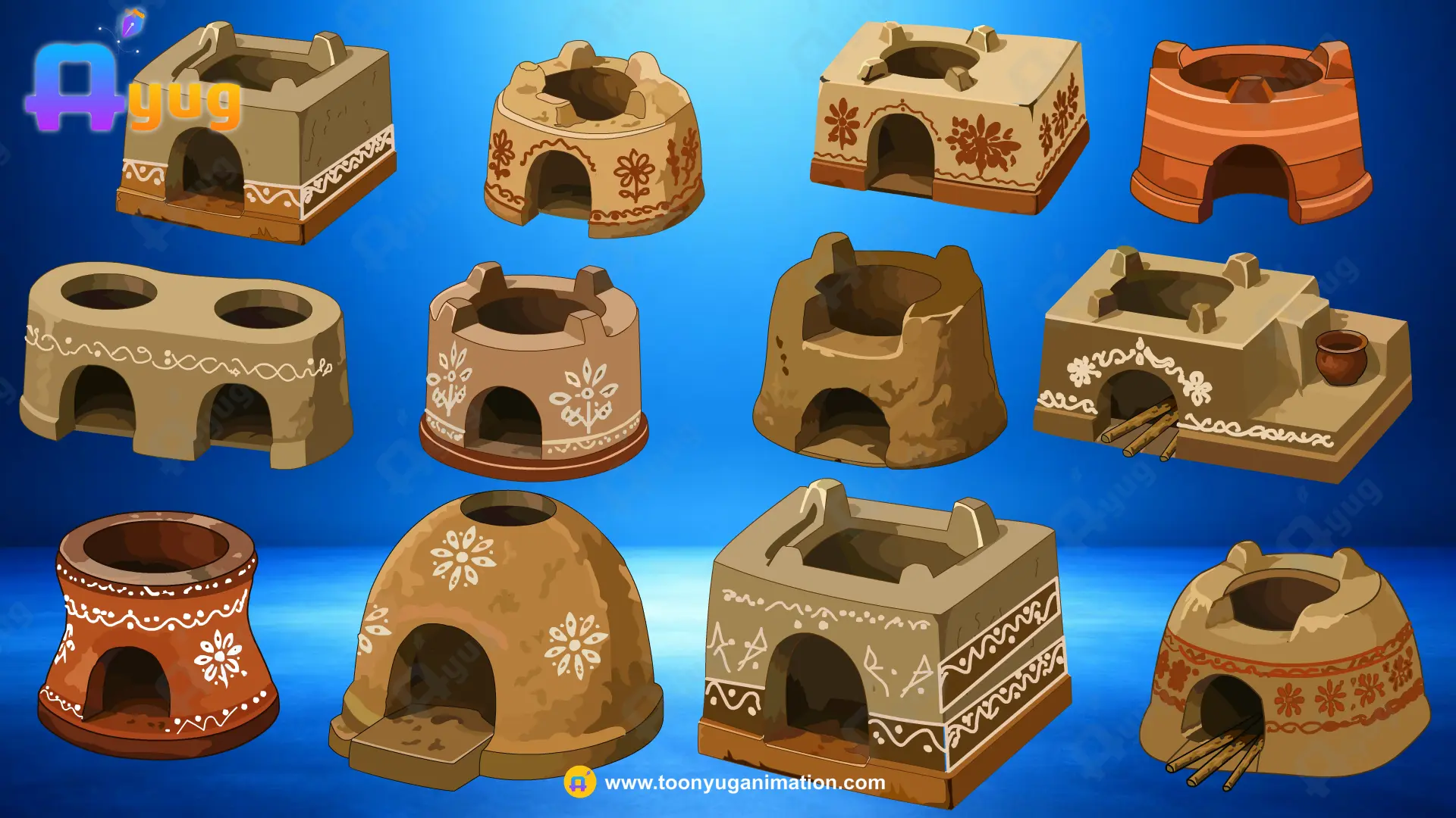 12-Village-Stoves-Pack-Thumnail 12 Indian Village Chulha & Stoves Pack - Image 1