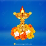 Akhand Diya with Flower Mala