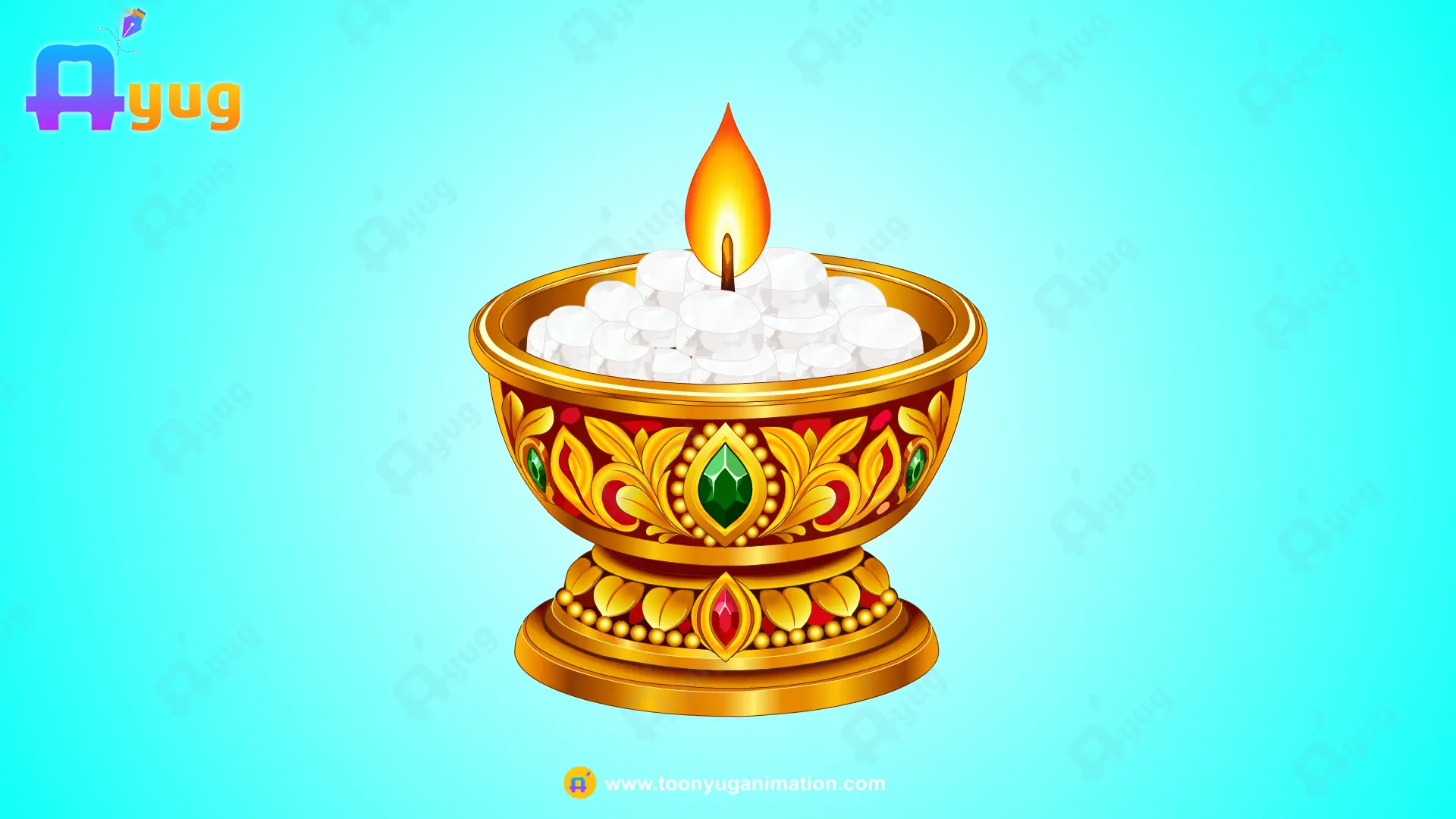 DIYA2 Thumbnail Golden Puja Diya - Image 1