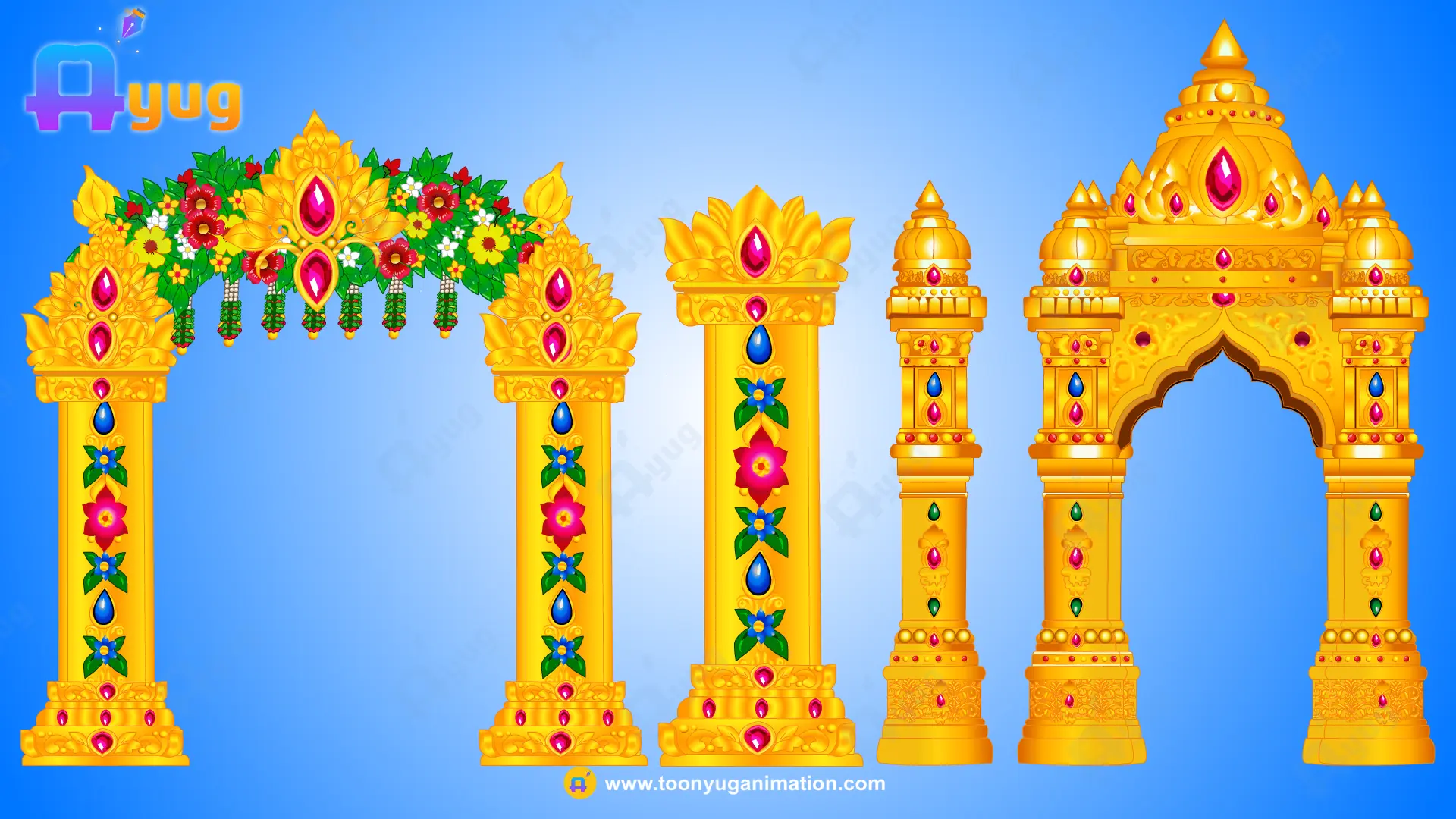 Decorated-Gate-Thumnail Royal Golden Decorative Gate & Pillars - Image 1