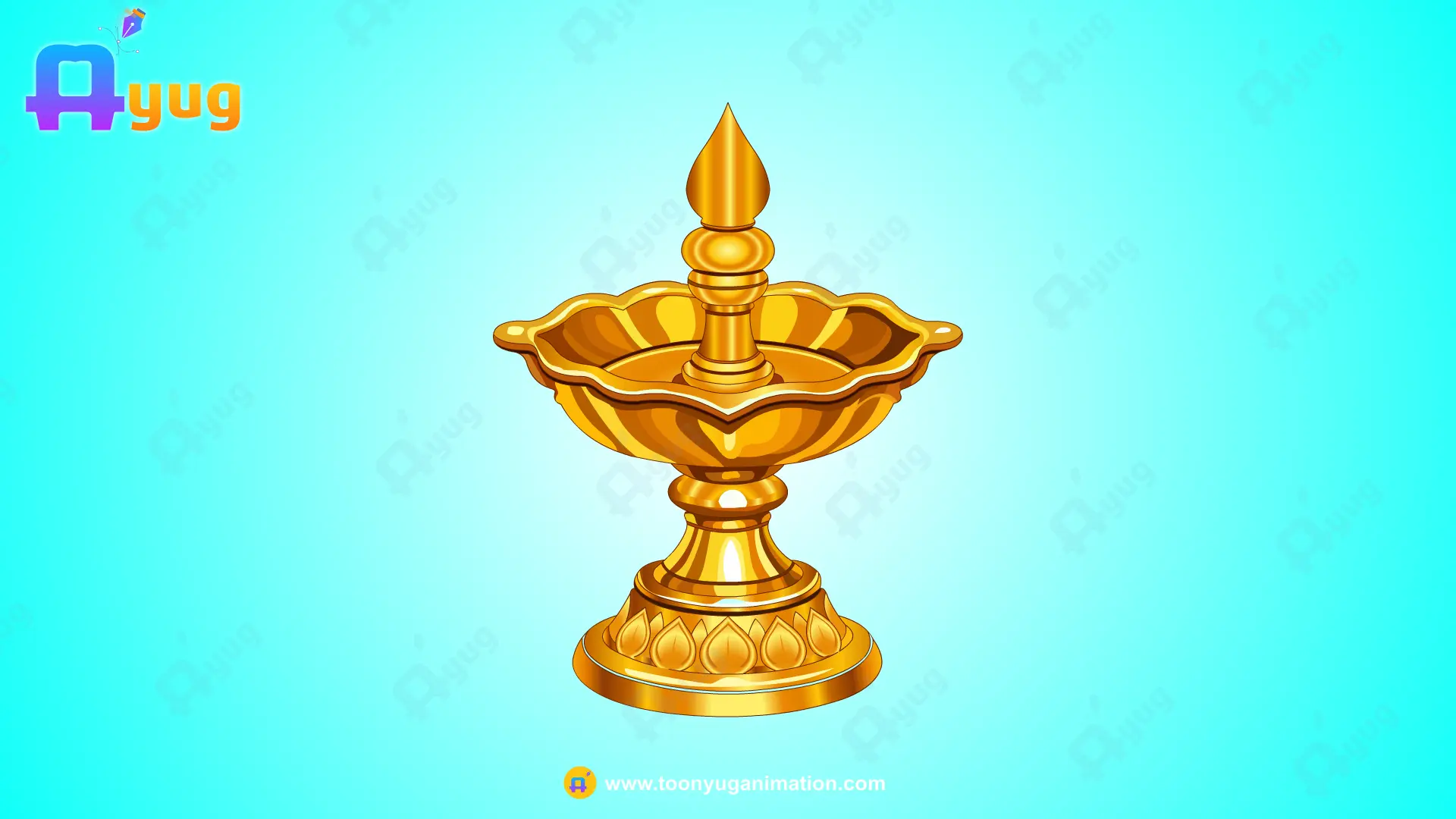 diya Thumbnail Golden Indian Diya - Image 1