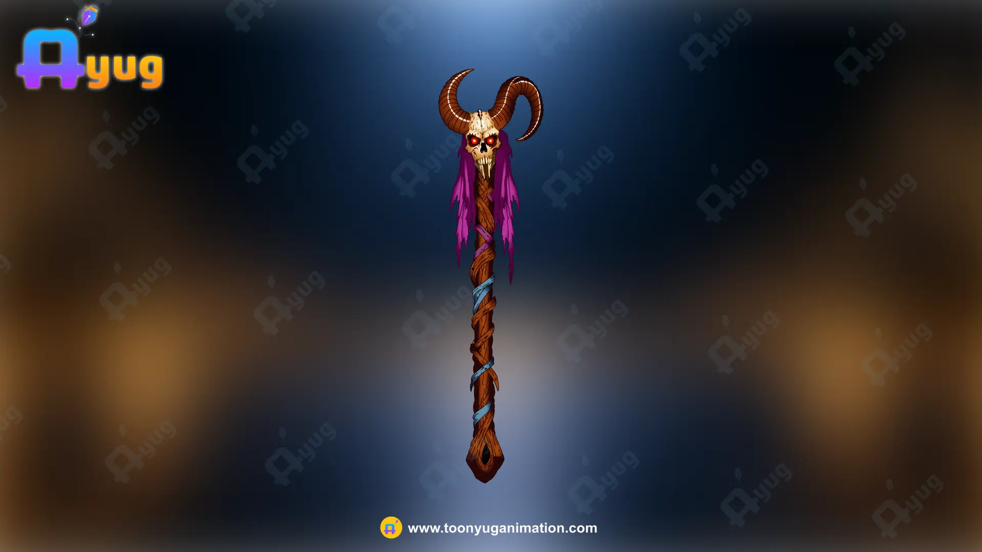 dyan stic Thumbnail Demonic Horned Skull Staff - Image 1