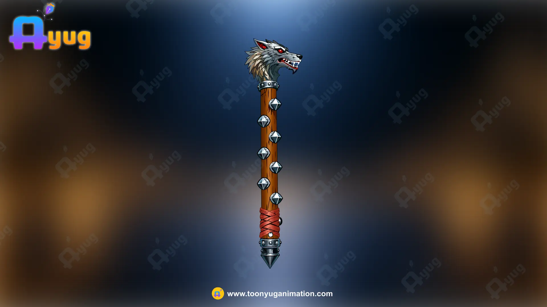 fox stic Thumbnail Wolf Head Fantasy Staff - Image 1